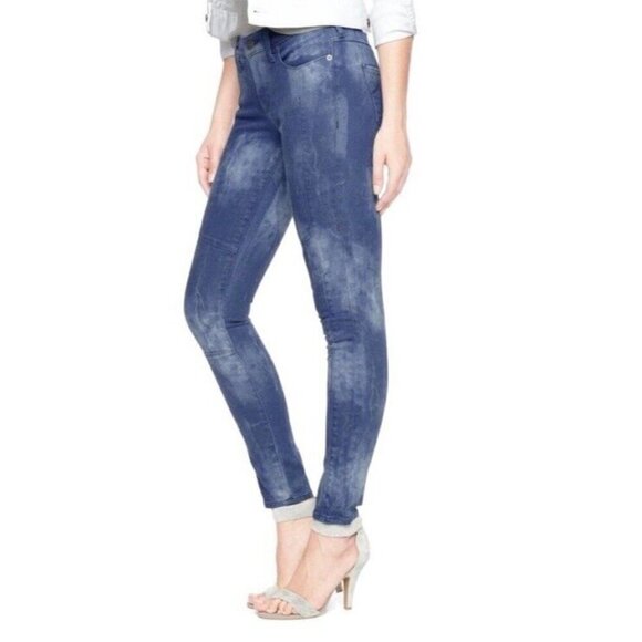 True Religion Women's Sz 25 Halle Moto Mid Rise Super Skinny Jeans Rebel Bleach - Picture 1 of 12